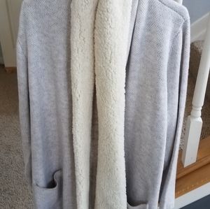Style & Co tan and white cardigan sweater